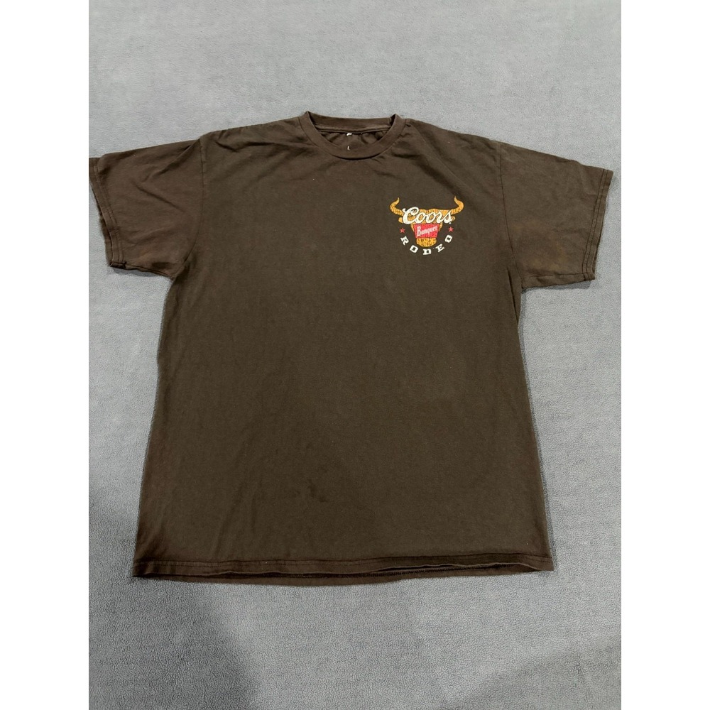 Coors Banquet Rodeo T Shirt Mens Large Brown Graphic Print Cotton Short Sleeve